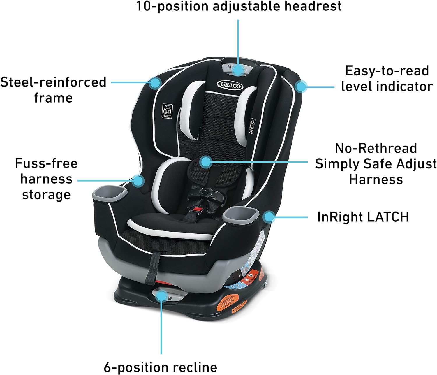 Graco Extend2Fit 2-in-1 Convertible Car Seat, Gotham