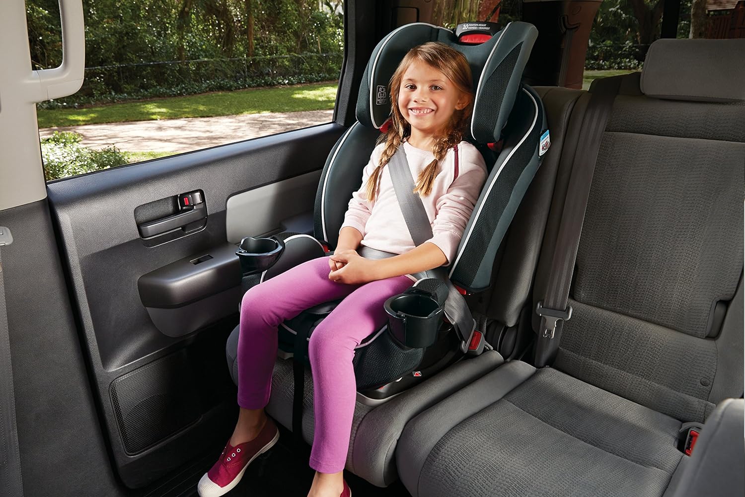 Graco SlimFit 3 in 1 Car Seat -Slim Comfy Design Saves Space in Your Back Seat, Darcie, One Size